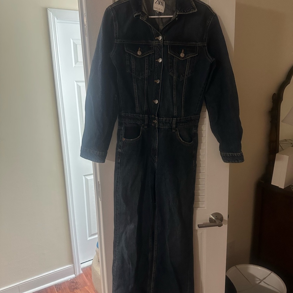 Brand new Zara Dark Blue Denim Jumpsuit - Picture 4 of 11